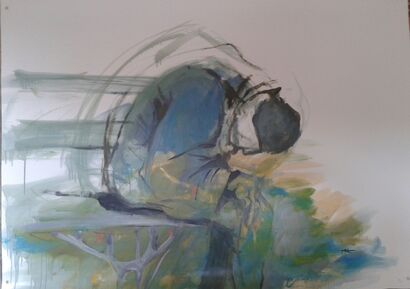 Vecchio sulla panchina - A Paint Artwork by RITA BEGNOZZI